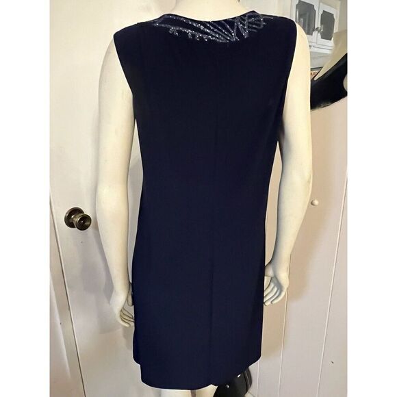 R & M Richards Womens 10P Embellished Navy Blue Dress with Matching Jacket - Picture 10 of 12